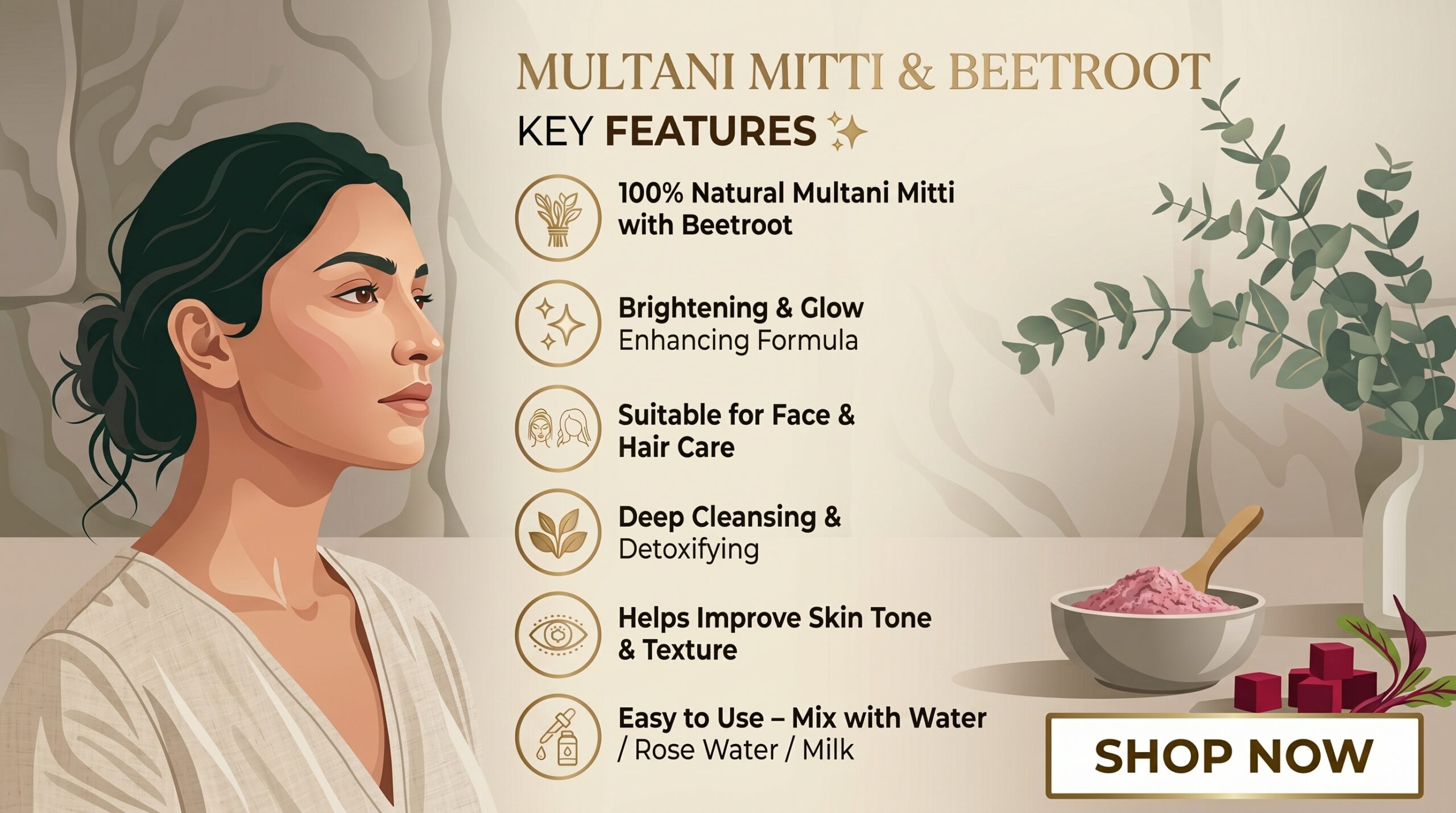 blushup by ps jain multani mitti beetroot face pack powder | 100% natural skin glow & brightening face pack | deep cleansing, nourishing & tan removal | herbal face pack for dull & uneven skin | all skin types
