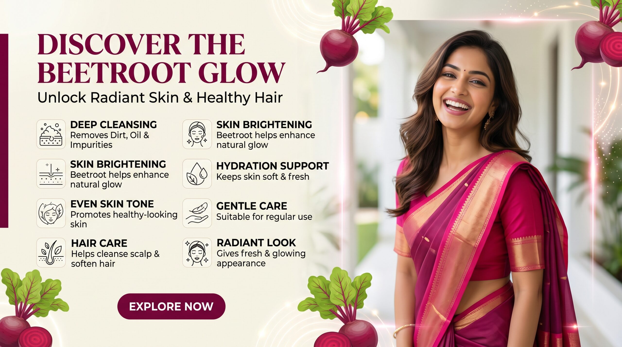 multani mitti beetroot face pack powder (100gm) | natural skin glow & brightening face pack | deep cleansing & nourishing | for dull & uneven skin