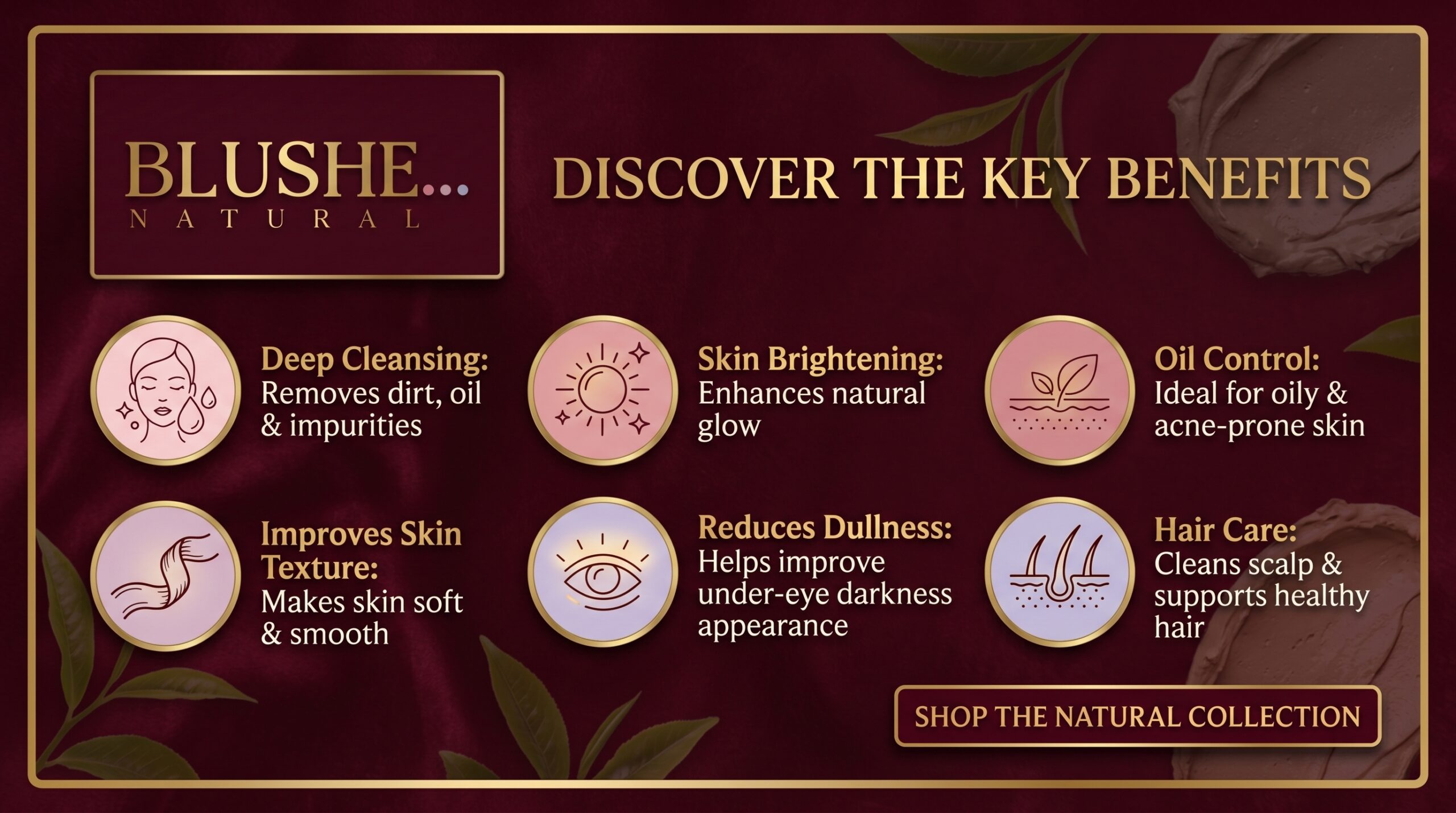 Blushe Natural multani mitti rose face pack powder | 100% natural fuller’s earth & rose | skin glow, oil control & deep cleansing | soothing & hydrating face & hair pack | mix with water/rose water