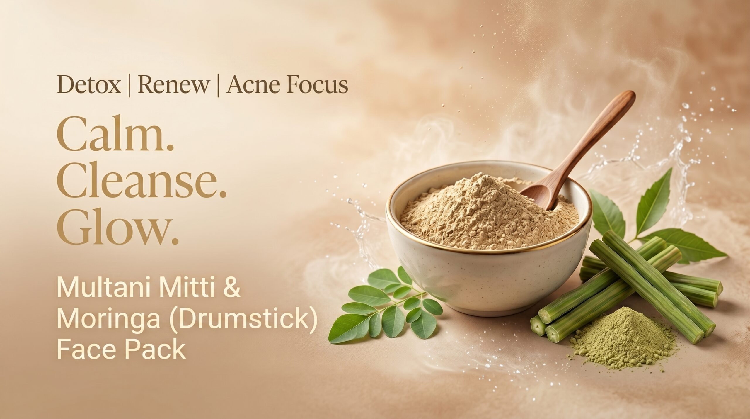 Blushe Natural multani mitti moringa face pack powder | 100% natural skin detox & glow face pack | deep cleansing, nourishing & oil balance | herbal face pack for all skin types