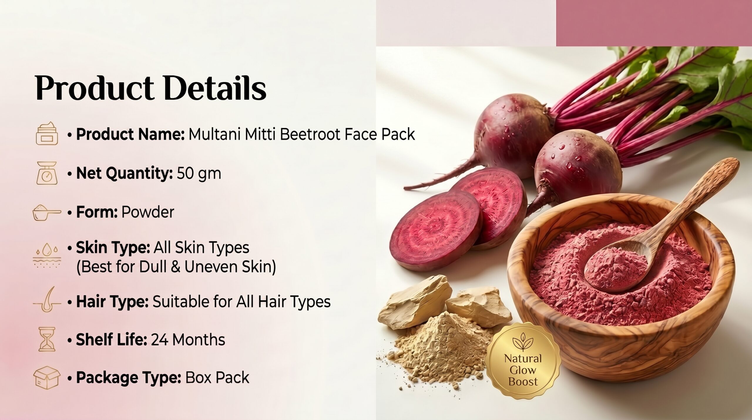 blushup by ps jain multani mitti beetroot face pack powder | 100% natural skin glow & brightening face pack | deep cleansing, nourishing & tan removal | herbal face pack for dull & uneven skin | all skin types