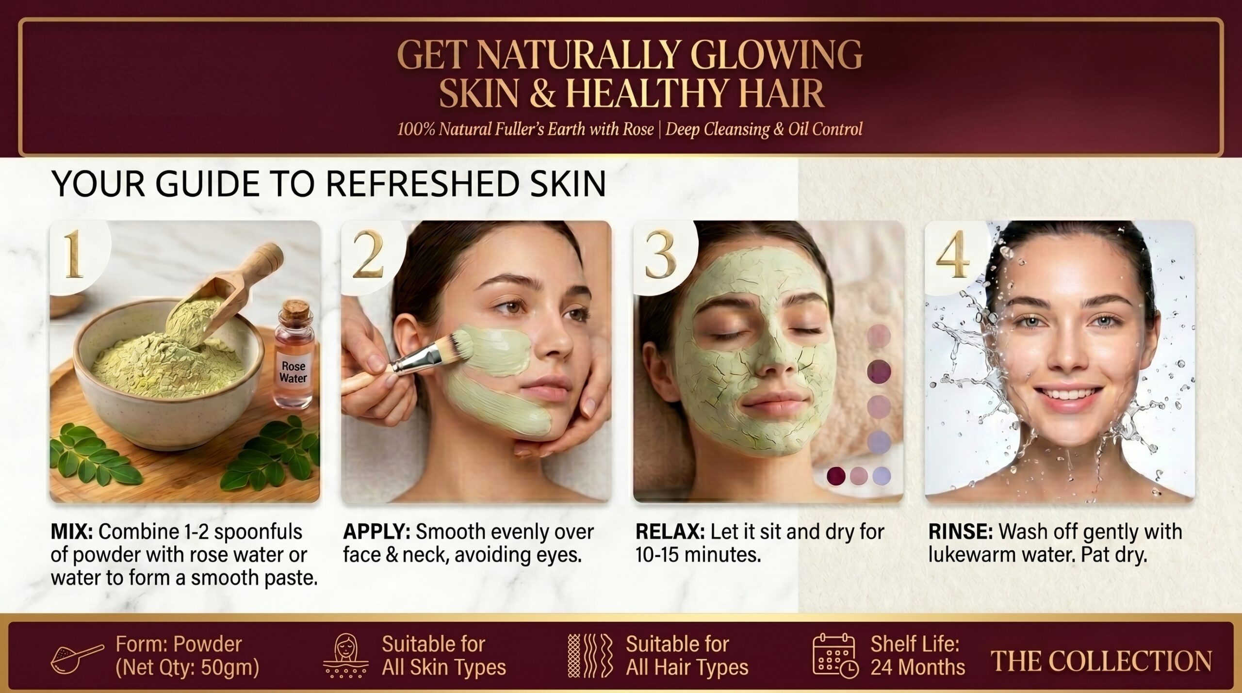 Blushe Naturalmultani mitti moringa face pack powder | 100% natural skin detox & glow face pack | deep cleansing, nourishing & oil balance | herbal face pack for all skin types