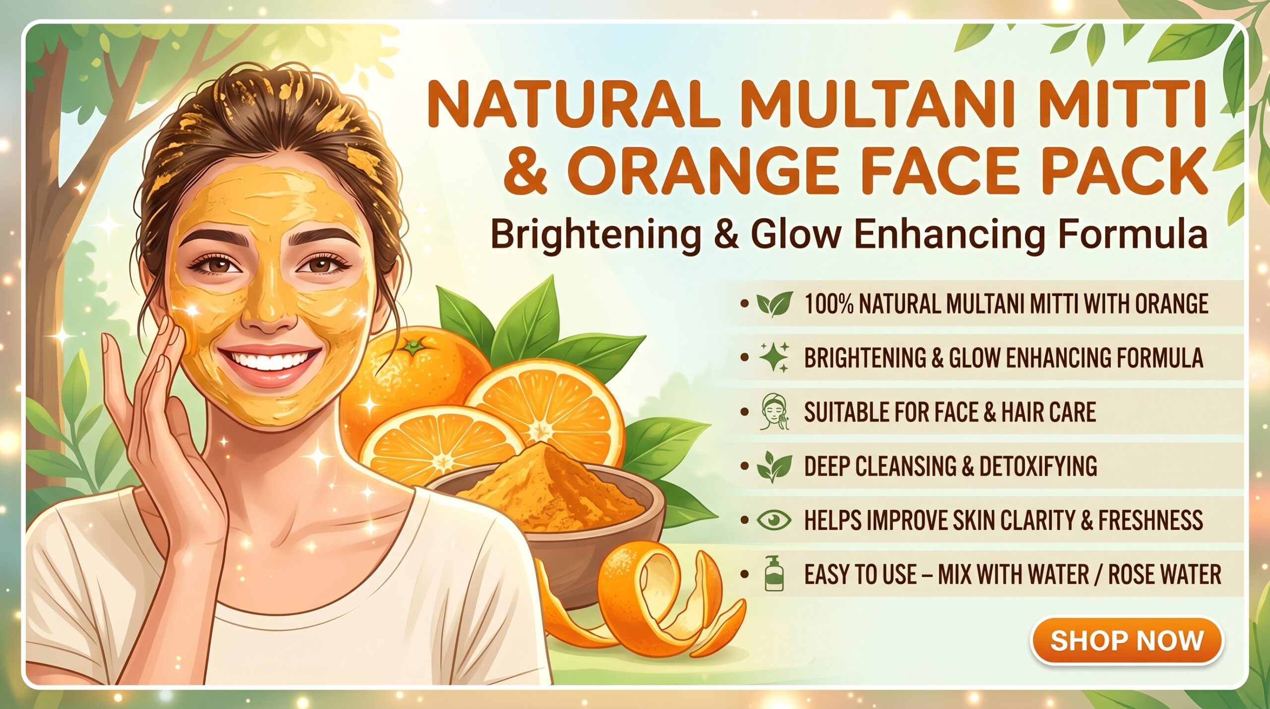 multani mitti orange face pack powder (100gm) | natural skin brightening & glow face pack | deep cleansing & oil control | for dull & oily skin