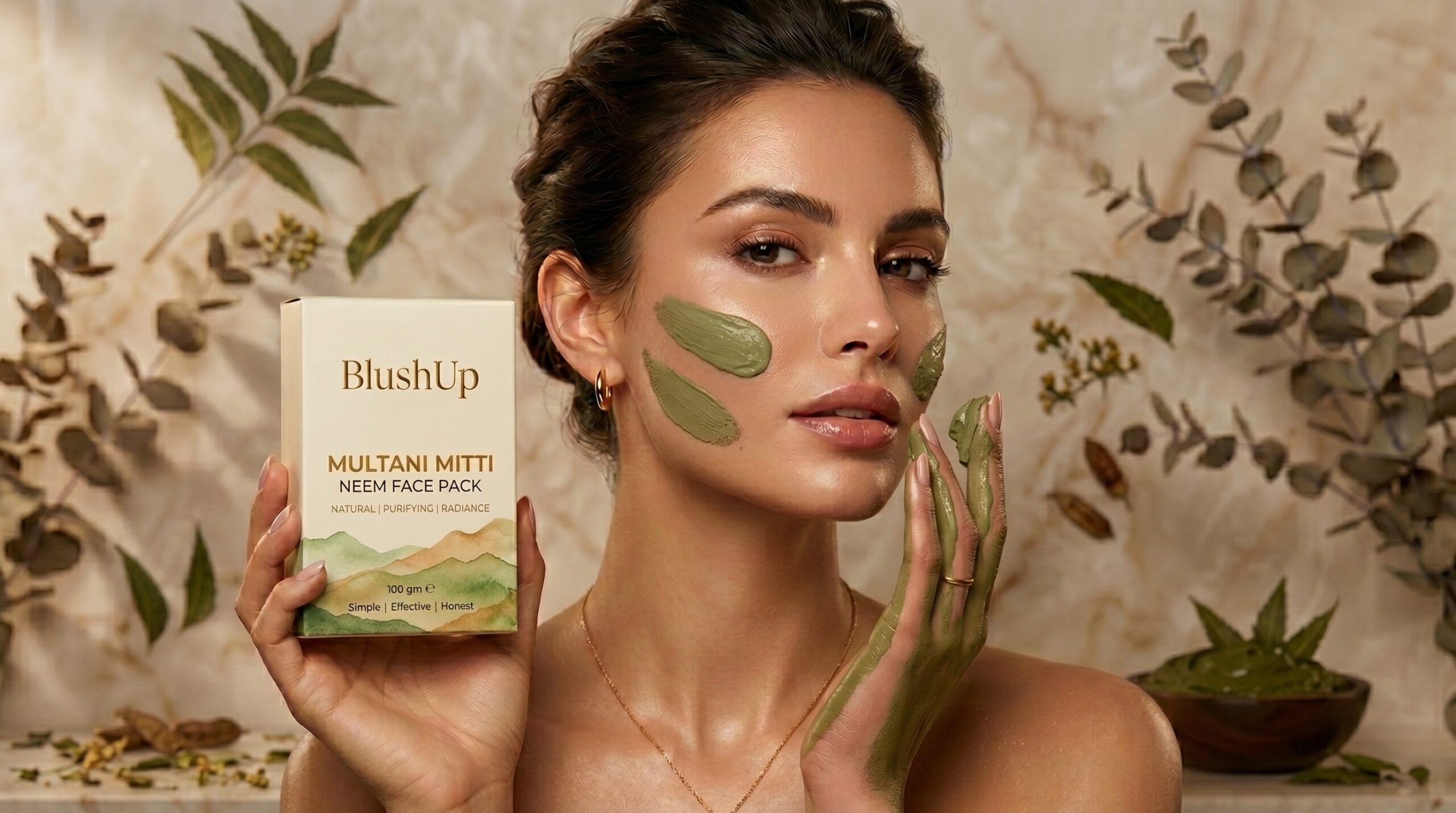 multani mitti neem powder (100gm) | 100% natural fuller’s earth | face & hair pack | skin glow, oil control & deep cleansing | mix with water/rose water