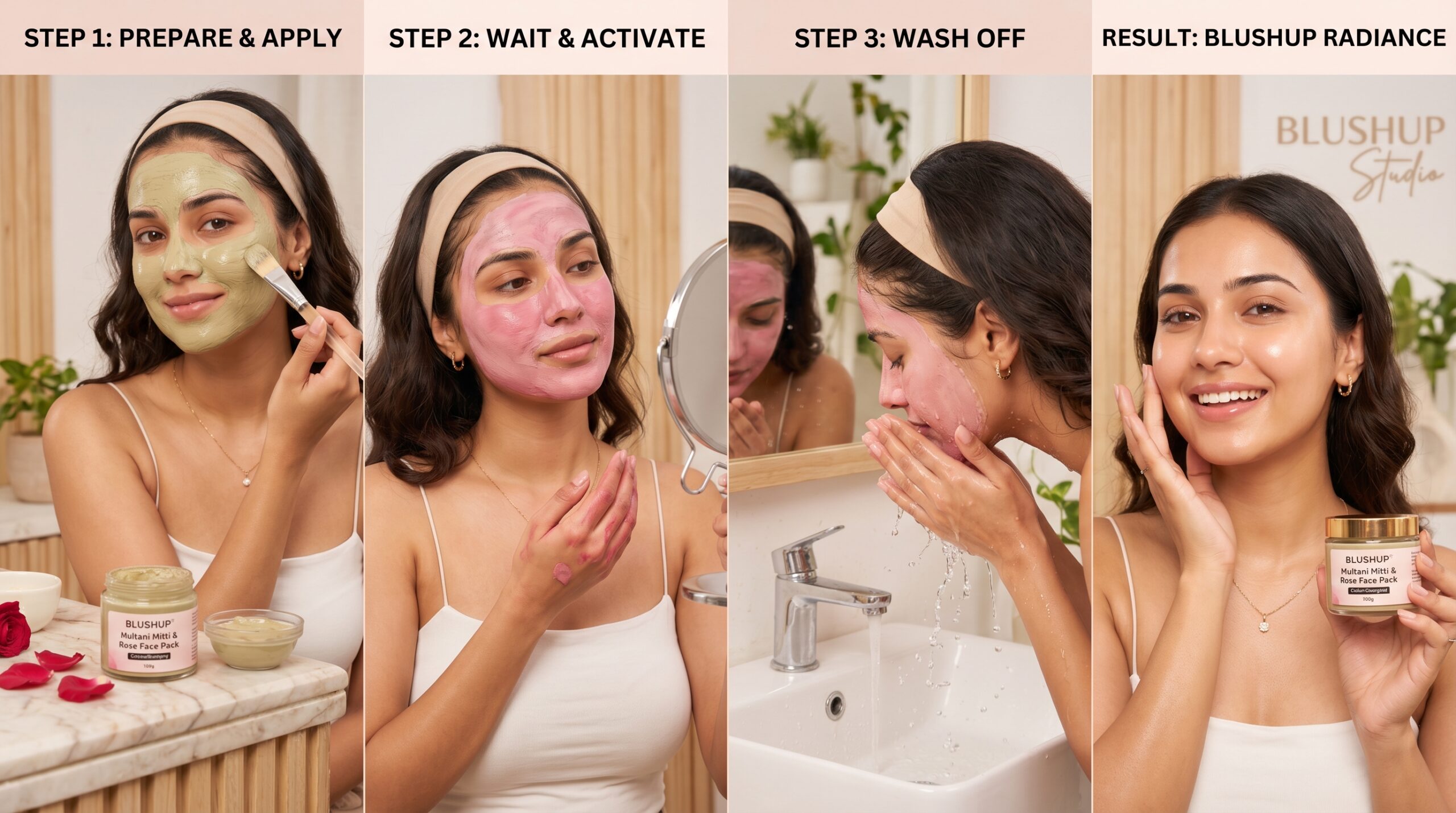 multani mitti rose powder (100gm) | 100% natural fuller’s earth | face & hair pack | skin glow, oil control & deep cleansing | mix with water/rose water (copy)