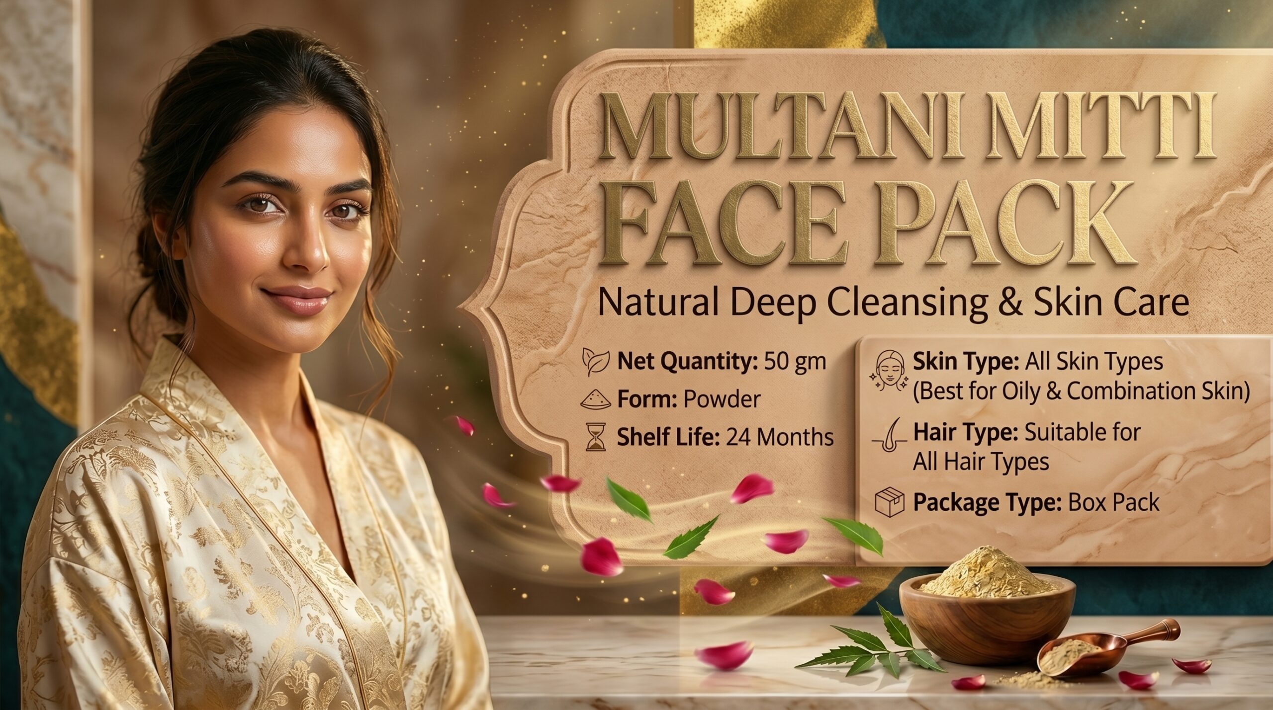 blushup by ps jain multani mitti powder | 100% natural fuller’s earth | face & hair pack for skin glow, oil control & deep cleansing | herbal powder | mix with water/rose water