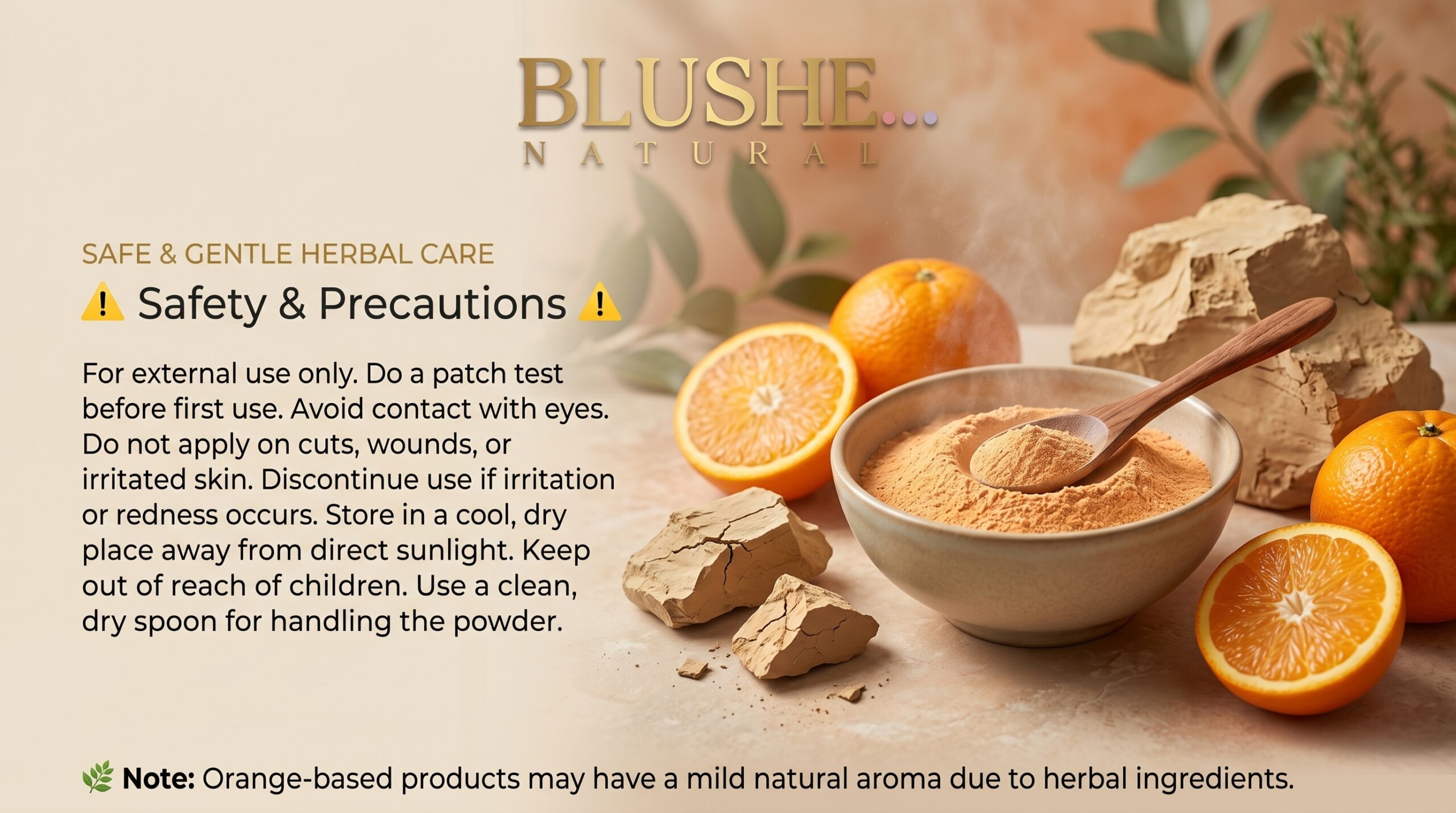 Blushe Natural multani mitti orange face pack powder | 100% natural skin brightening & glow face pack | deep cleansing, oil control & tan removal | herbal face pack for dull & oily skin | all skin types